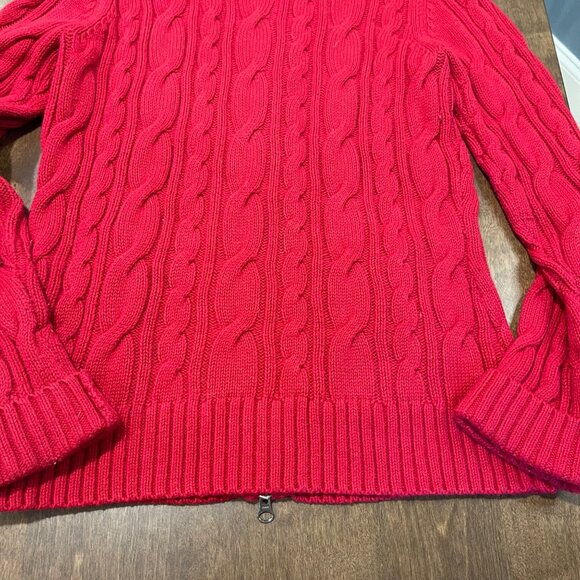 Eddie Bauer Cable Knit Cardigan Sweater Women's Size Medium Full Zip Cotton Wool - Picture 8 of 14